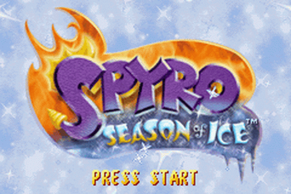 Spyro: Season of Ice – Game Boy Advance (GBA) This is the Title Screen Art for the Purple Spyro Dragon Character but this time its ice.