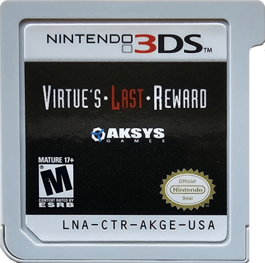 Zero Escape: Virtue’s Last Reward cartridge for Nintendo 3DS (3DS) visual novel adventure video game