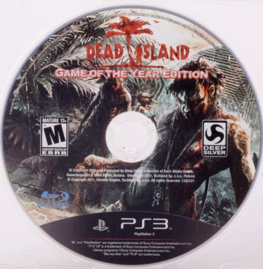 Dead Island Game of the Year Edition disc art for PlayStation 3 (PS3) video game