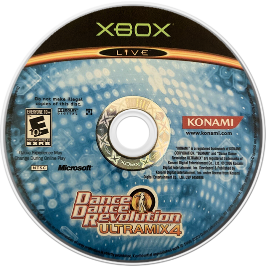 Dance Dance Revolution Ultramix 4 for Xbox (Xbox), disc music rhythm video game.