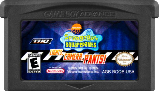 SpongeBob SquarePants: Lights Camera Pants game cartridge for Game Boy Advance (GBA) video game