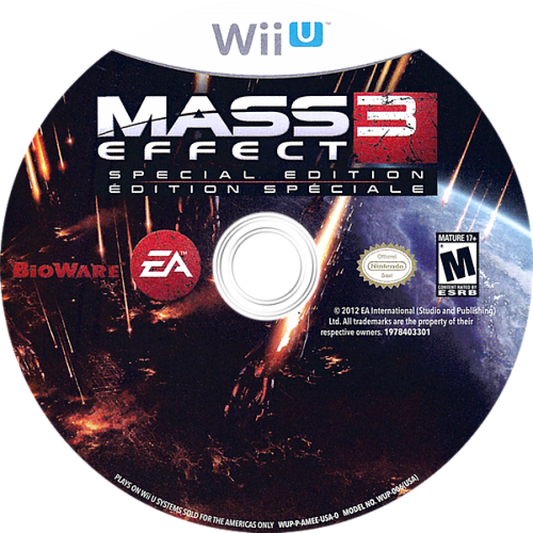 Mass Effect 3 disc cover art for Nintendo Wii U (WiiU) video game