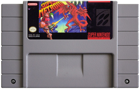 Super Metroid cartridge for Super Nintendo Entertainment System (SNES) retro video game