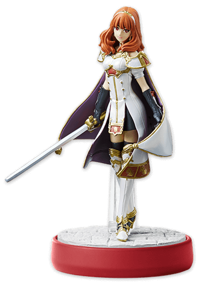 Celica Amiibo loose from Fire Emblem Echoes, in her red ceremonial outfit with gold accents, compatible with Fire Emblem series bonuses.