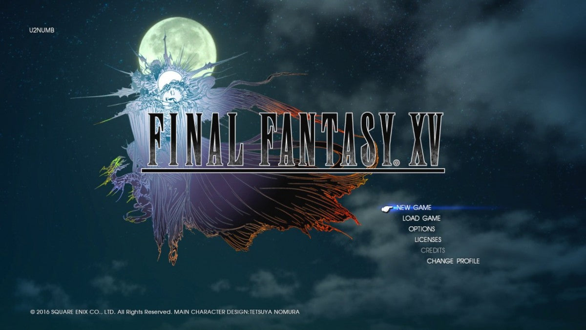 Final Fantasy XV Day One Edition title screen for PlayStation 4 action role-playing video game.
