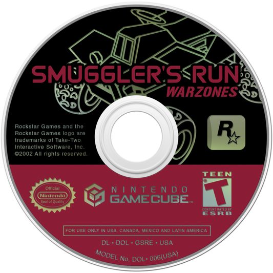 Smuggler's Run: Warzones disc for Nintendo GameCube (GC) off-road racing action video game