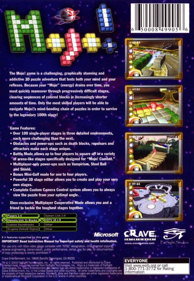 Mojo! back cover art for Xbox (XBOX) video game