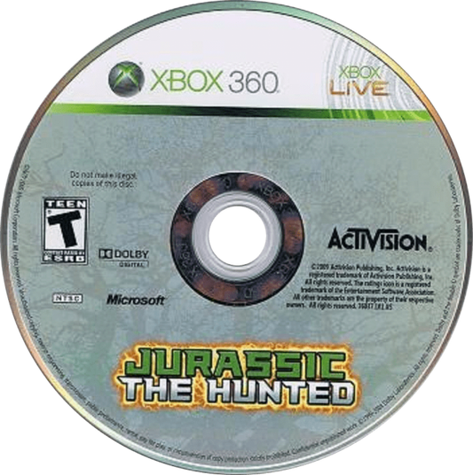 Jurassic: The Hunted disc for Xbox 360 (X360) first-person shooter dinosaur survival video game