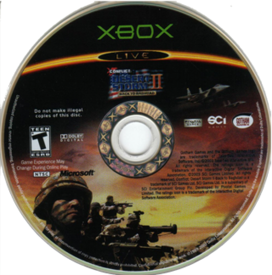 Conflict: Desert Storm II - Back to Baghdad disc art for Xbox (XBOX) video game
