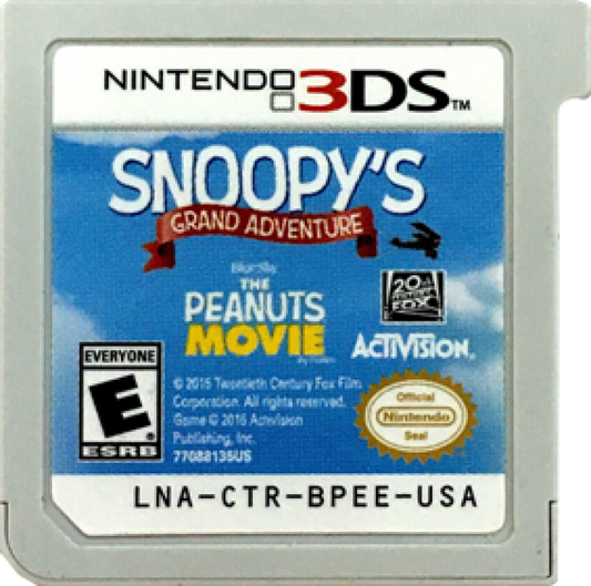 Snoopy's Grand Adventure Nintendo 3DS for action platforming video game fans featuring Peanuts characters side scrolling gameplay imaginative worlds collectible treasures puzzle solving family friendly adventure colorful visuals portable Nintendo gaming collectible gaming appeal cartridge