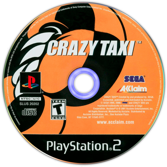 Crazy Taxi PlayStation 2 arcade-style driving video game Sega fast-paced passenger delivery open-world city environment licensed punk alternative soundtrack insane stunts time-based scoring Crazy Box challenge modes original arcade port disc