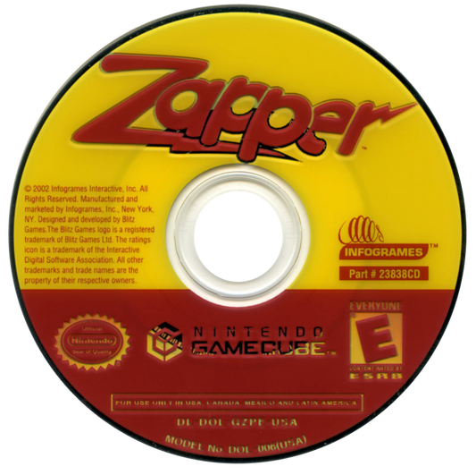 Zapper One Wicked Cricket GameCube game featuring action platformer gameplay and colorful insect-themed adventure disc