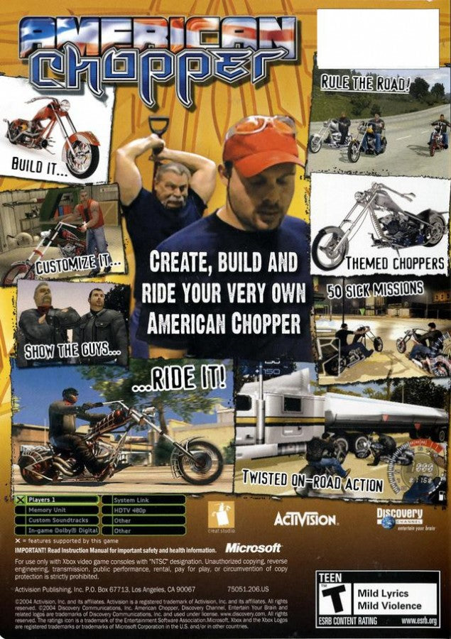 American Chopper back cover art for Xbox (XBOX) video game