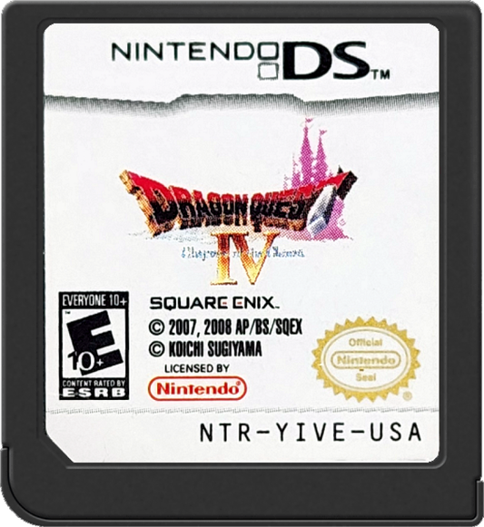 Dragon Quest IV Chapters of the Chosen Nintendo DS video game, JRPG, fantasy adventure, turn-based combat, classic Dragon Quest title game cartridge art
