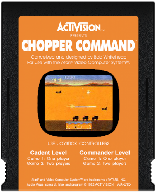 Chopper Command cartridge art for Atari 2600 video game