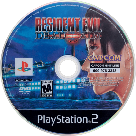 Resident Evil Dead Aim PS2 PlayStation 2 survival horror light gun shooter third person action zombie horror Umbrella Corporation biohazard gameplay retro video game disc