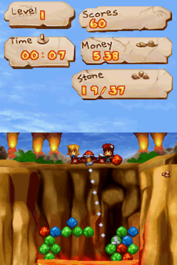 Rock Blast gameplay for Nintendo DS (DS) puzzle matching video game