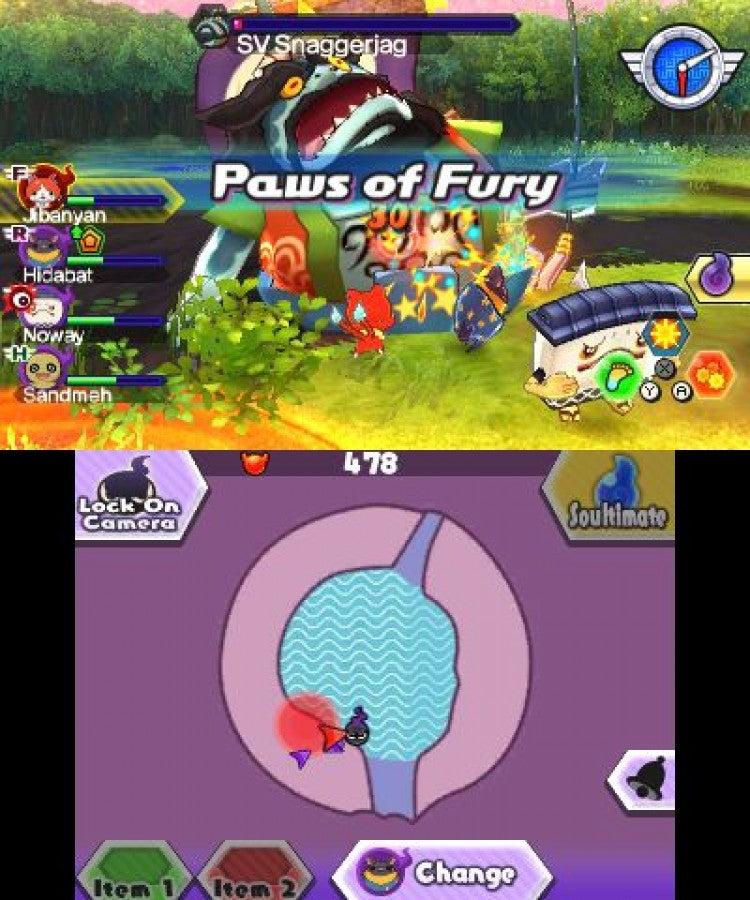 Yo-Kai Watch Blasters: Red Cat Corps gameplay for Nintendo 3DS (3DS) role-playing action video game