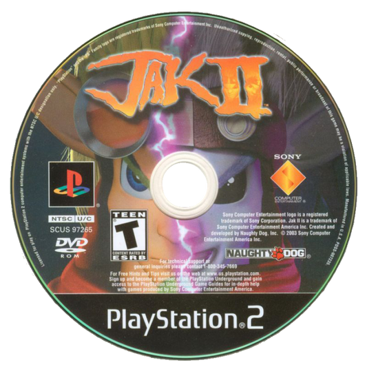 Jak II disc art for PlayStation 2 (PS2) video game