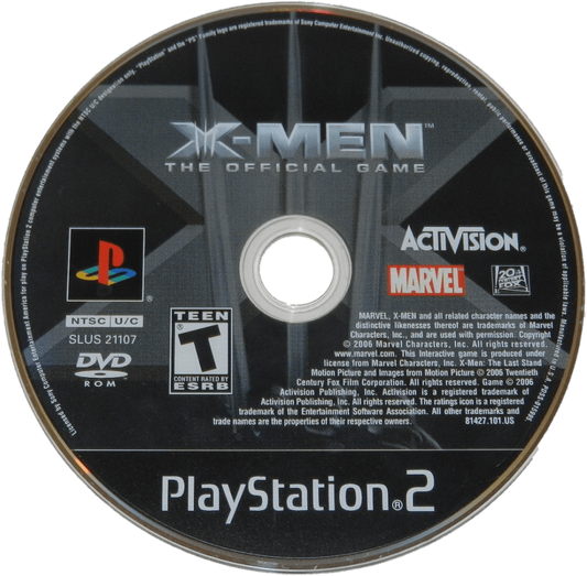 X-Men: The Official Game – PlayStation 2 (PS2) video game disc, action-adventure.