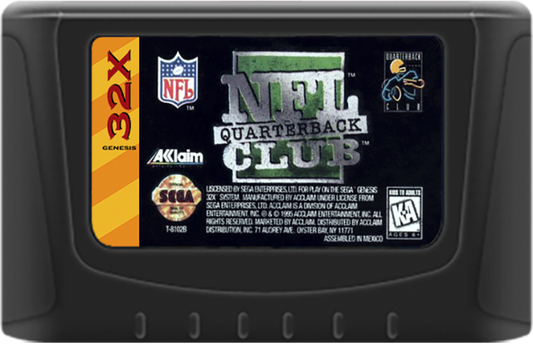 NFL Quarterback Club Sega 32X video game, football sports simulation, classic NFL gameplay, retro Sega console title cartridge