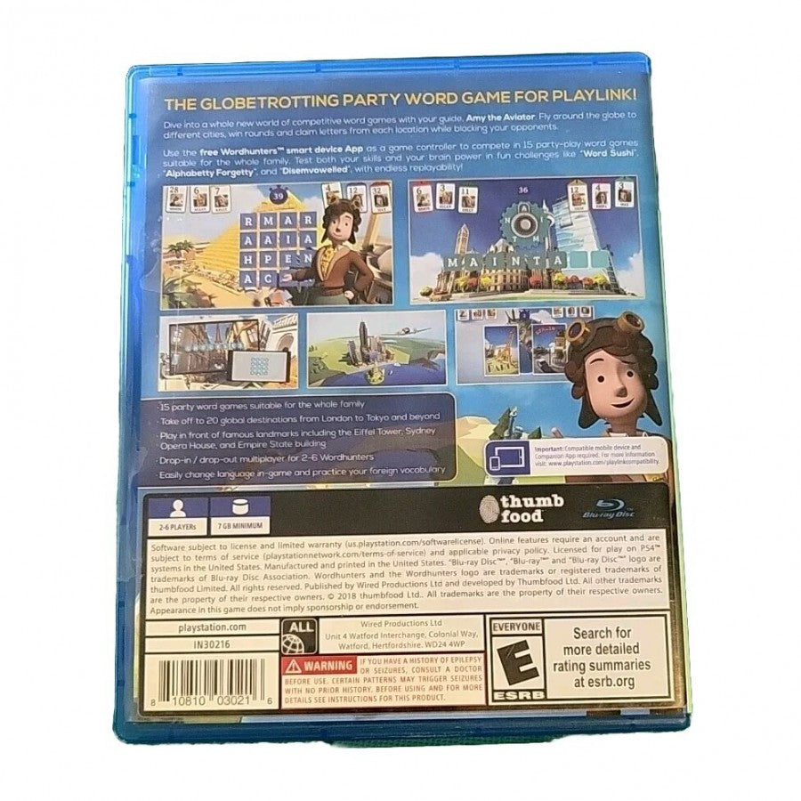 Wordhunters back cover art for PlayStation 4 (PS4) puzzle video game.