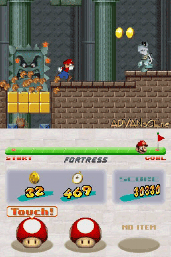 New Super Mario Bros gameplay for Nintendo DS (DS) 2D platforming adventure video game