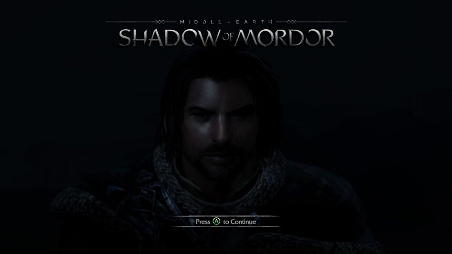 Middle-earth: Shadow of Mordor start screen for Xbox 360 (X360) action-adventure role-playing video game