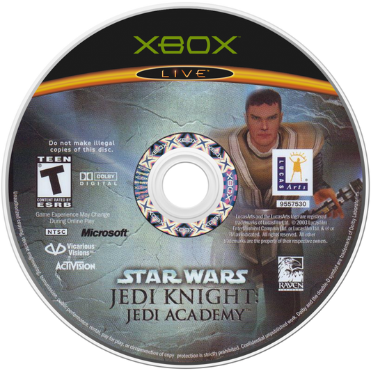 Star Wars Jedi Knight Jedi Academy for Xbox (Xbox), disc action adventure video game.