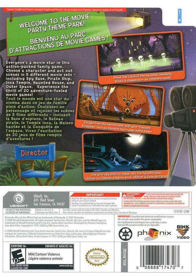 Movie Games – Nintendo Wii (Wii) party mini-game movie trivia simulation video game back of case