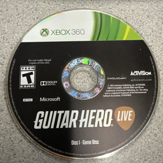 Guitar Hero Live disc for Xbox 360 (X360) music rhythm video game