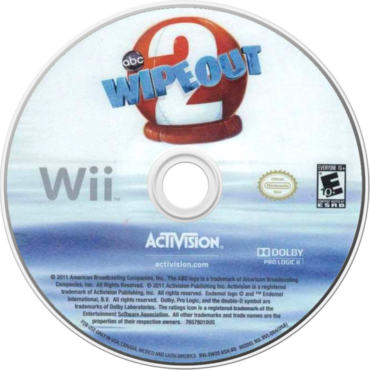 Wipeout 2 Nintendo Wii video game, obstacle course party action, physical challenge gameplay, motion-controlled console title disc