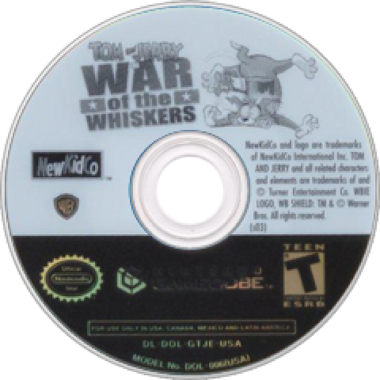 Tom and Jerry in War of the Whiskers GameCube GC video game, action fighting, cartoon-based gameplay, multiplayer, family-friendly, Nintendo GameCube title disc