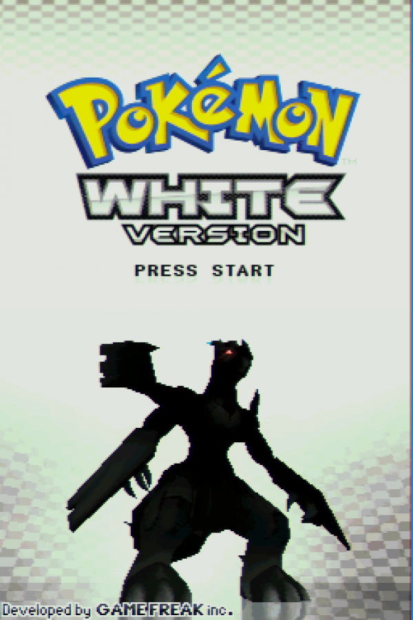 Pokémon: White start screen for Nintendo DS (DS) Pokémon RPG adventure video game