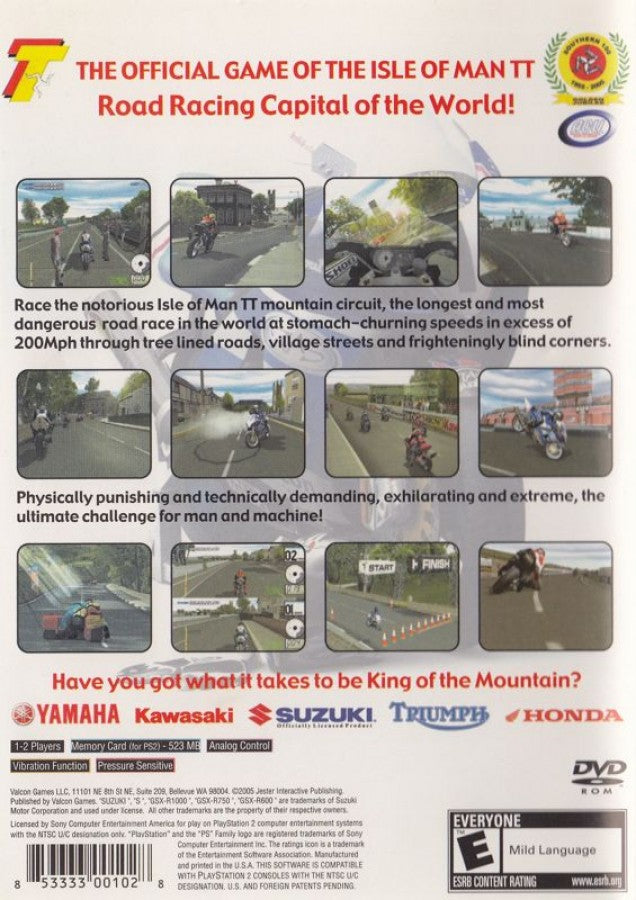 Suzuki TT Superbikes – PlayStation 2 (PS2) video game back of case, motorcycle racing simulation.