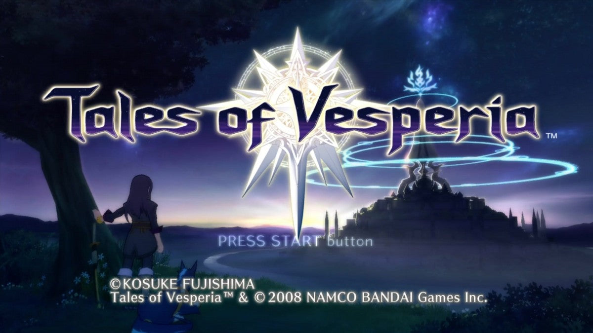 Tales of Vesperia start screen for Xbox 360 (X360) role-playing video game