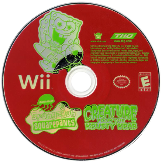 SpongeBob SquarePants: Creature from the Krusty Krab – Nintendo Wii (Wii) action-adventure platformer family video game disc