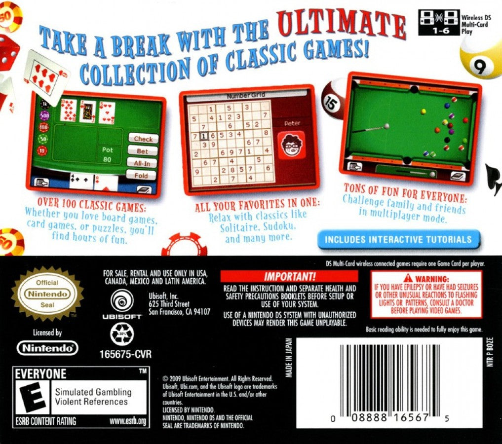 100 All-Time Favorites back cover art for Nintendo DS (DS) video game