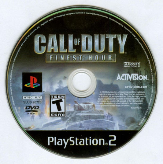 Call of Duty Finest Hour PS2 Sony PlayStation 2 video game WWII World War 2 first person shooter FPS military combat tactical shooter Activision retro classic gaming PlayStation 2 software game title disc