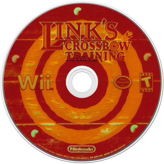Link's Crossbow Training Nintendo Wii first-person shooter light gun game using the Wii Remote and Nunchuk based on The Legend of Zelda Twilight Princess with multiple stages and targets disc