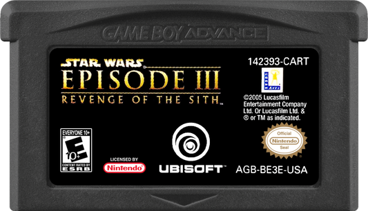 Star Wars Episode III: Revenge of the Sith cartridge art for Game Boy Advance (GBA) video game