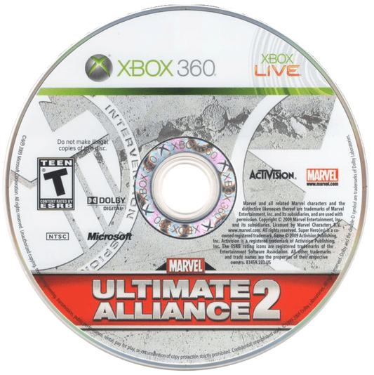 Marvel: Ultimate Alliance 2 disc for Xbox 360 (X360) action role-playing superhero video game