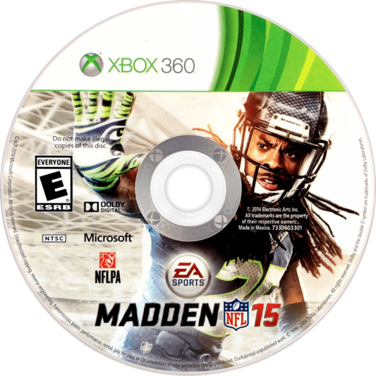 Madden NFL 15 disc for Xbox 360 (X360) sports football video game