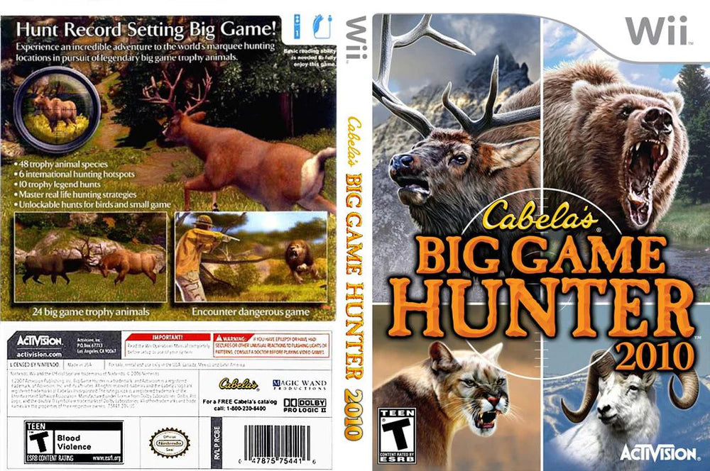 Cabela's Big Game Hunter 2010 cover art for Nintendo Wii (Wii) video game
