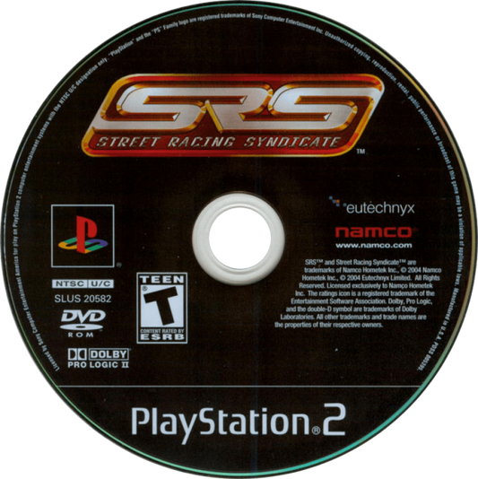 Street Racing Syndicate – PlayStation 2 (PS2) video game disc, street racing action.