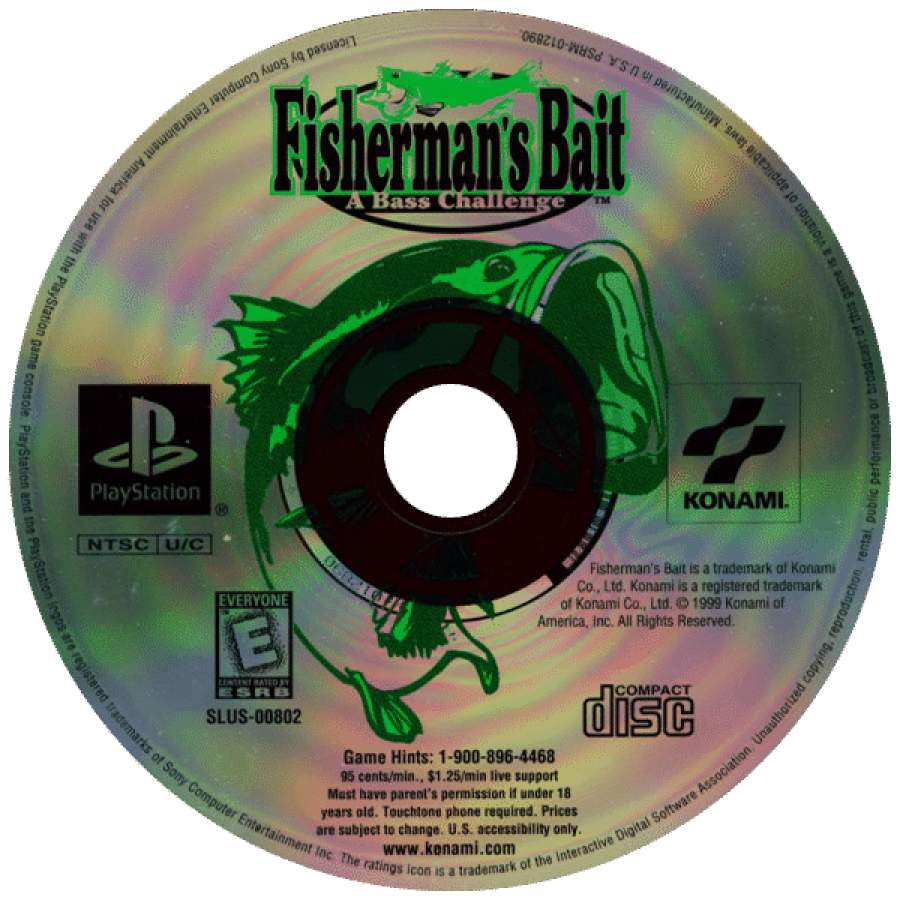 Fisherman's Bait disc for PlayStation 1 (PS1) retro fishing video game