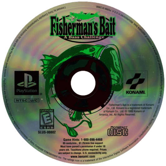 Fisherman's Bait disc for PlayStation 1 (PS1) retro fishing video game