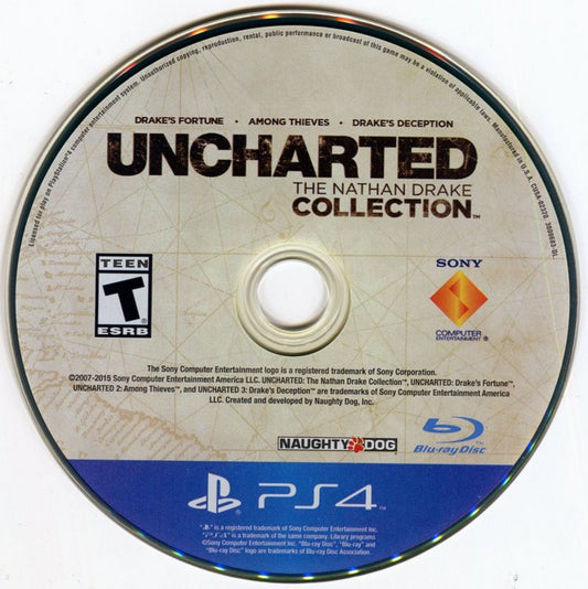 Uncharted: The Nathan Drake Collection – PlayStation 4 (PS4) video game disc, action-adventure collection game.