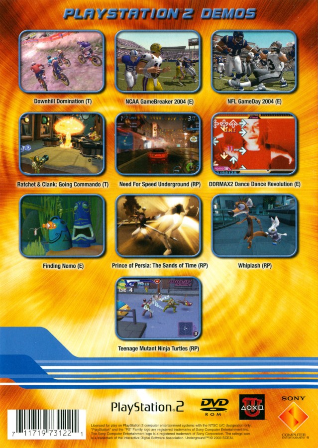 PlayStation Underground Jampack: Winter 2003 – PlayStation 2 (PS2) video game back of case, game demo compilation.