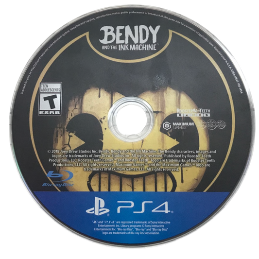 Bendy and the Ink Machine PS4 Sony PlayStation 4 survival horror puzzle adventure indie game cartoon horror ink demon studio animation eerie atmosphere first person exploration episodic story gameplay Joey Drew Studios PlayStation 4 software video game title disc
